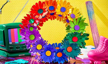 Colorful paper flower circle.